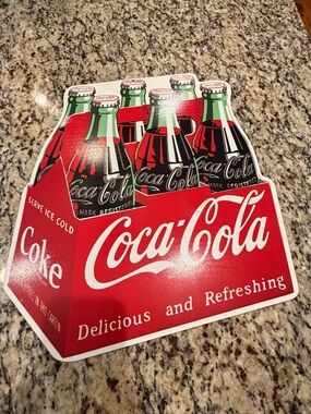 Coca-Cola Vintage Red Soda Six-Pack metal Sign